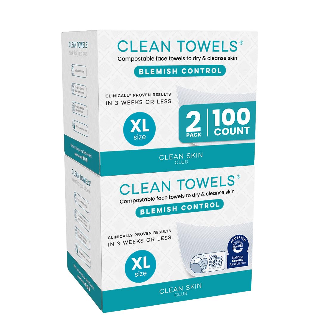 Reduces Fine Lines and Wrinkles in 6 weeks or Less, CLEAN SKIN CLUB Healthy Aging Clean Towels® XL, Disposable Face Towels, XL - 1 Pack (50 count)