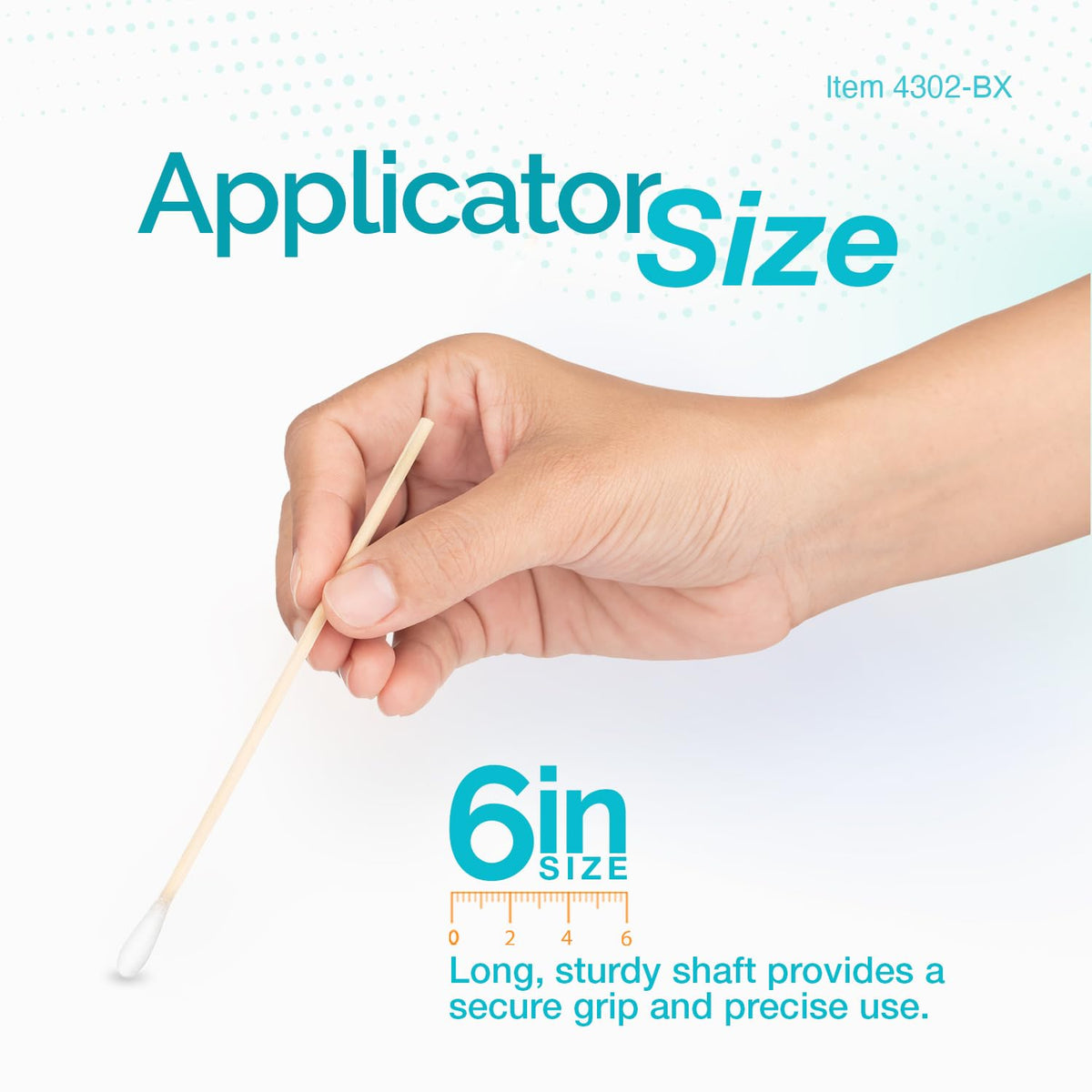 Dynarex Cotton Tipped Wood Applicators - 6" - Non-Sterile - Medical Swabs for Wound Care, Cleaning, Crafts - 10 Pouches per Box, 100 Applicators per Pouch