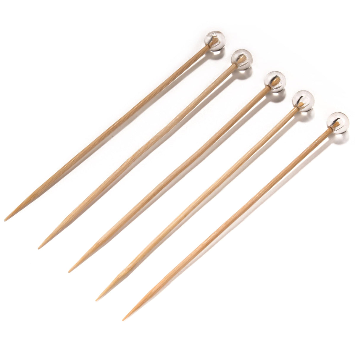 BambooMN Ball End Cocktail Picks - 3" (7.62cm) - Clear - 100 Pieces