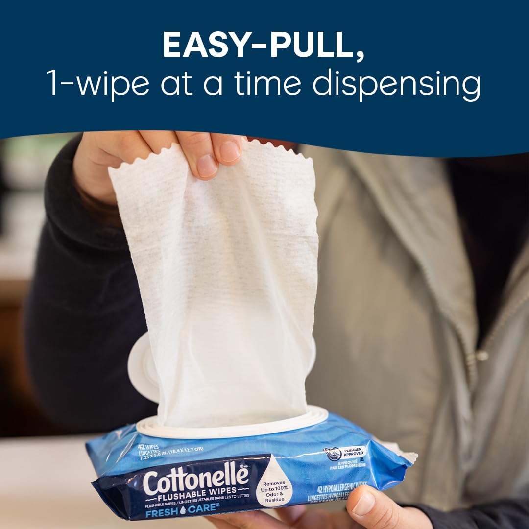 Cottonelle Fresh Care Flushable Wipes, 2 Packs, 168 Wipes per Pack