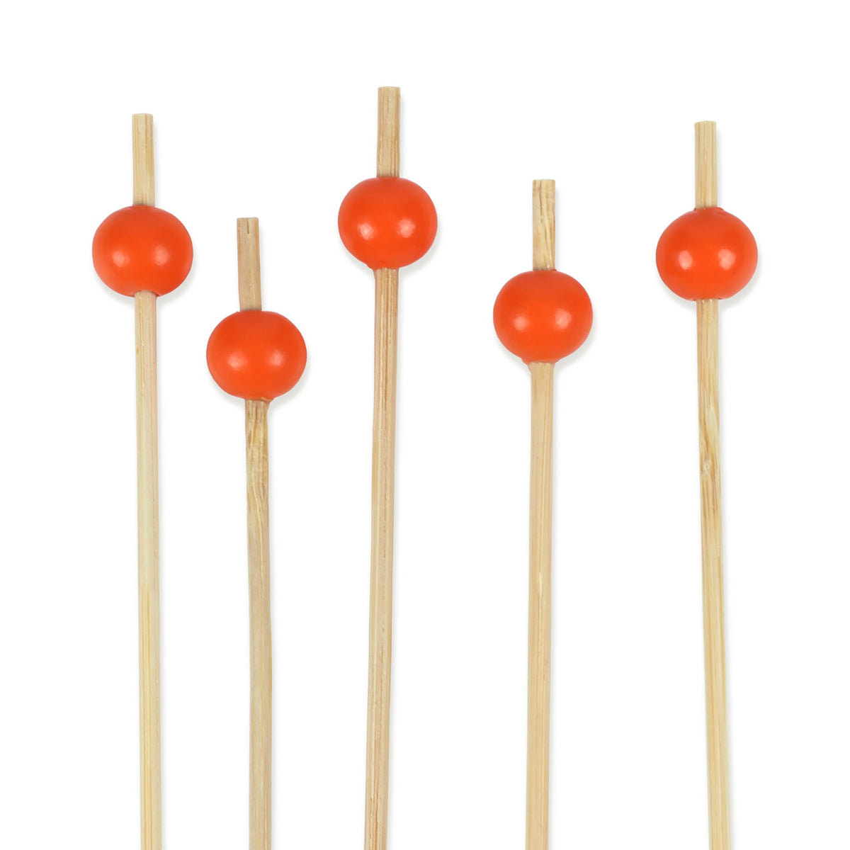BambooMN Ball End Cocktail Picks - 3" (7.62cm) - Clear - 100 Pieces