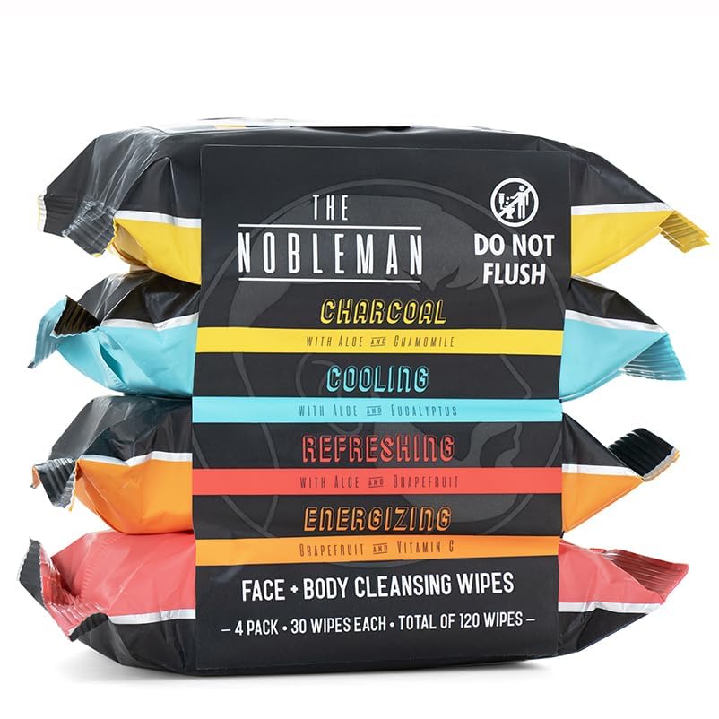 Men's Charcoal Face + Body Cleansing Wipes - 4 Pack (120ct)