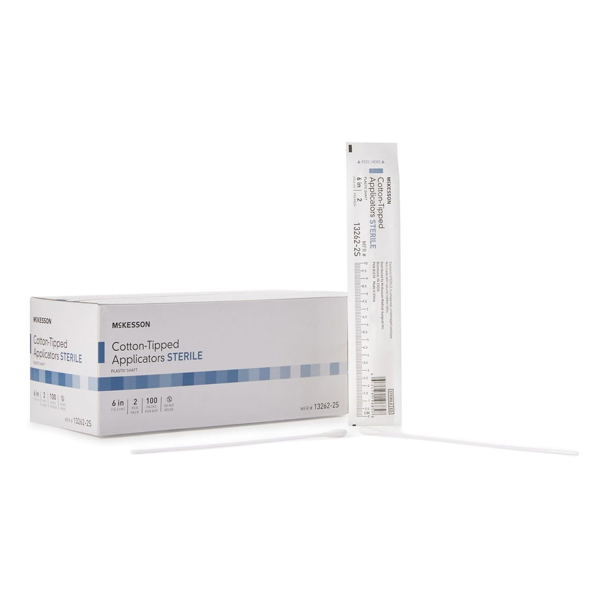 McKesson Cotton Tipped Applicator, Long Sterile Medical Swabs, 6 in, 200 ct