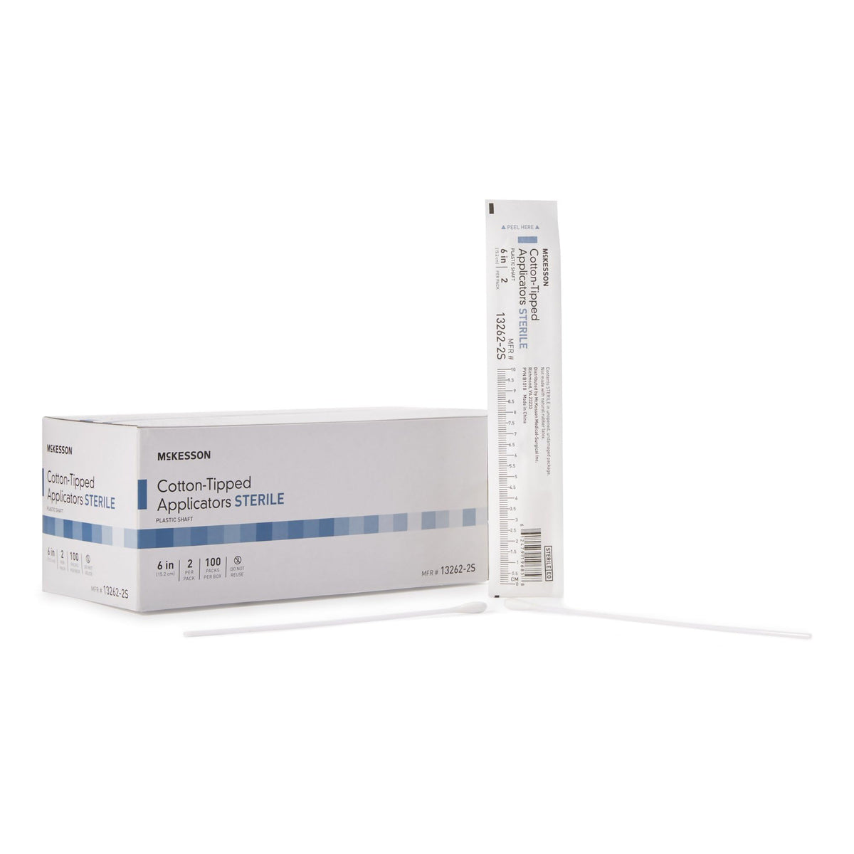 McKesson Cotton Tipped Applicator, Long Sterile Medical Swabs, 6 in, 200 ct