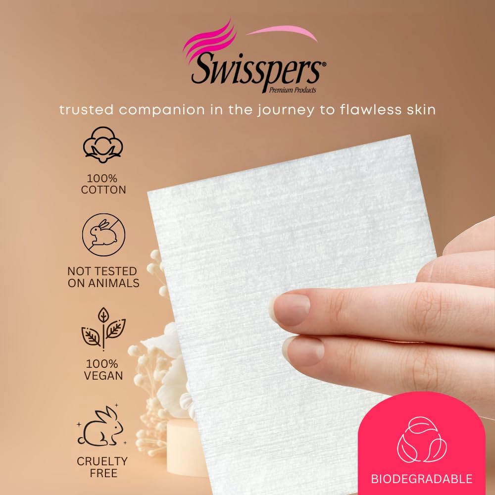 Swisspers Premium Facial Cleansing Pads, XL, White (Pack of 6)