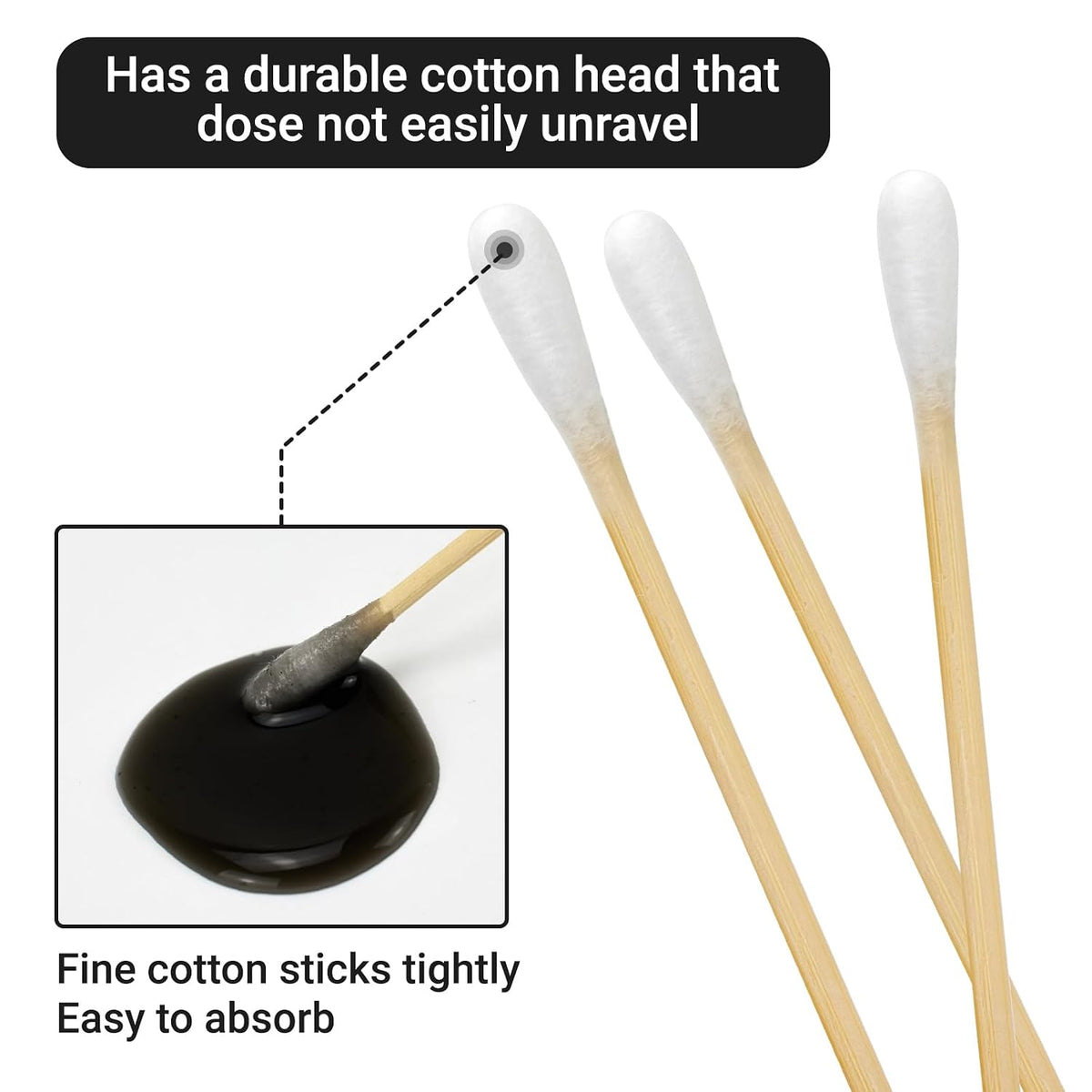 1000 Count 6 Inch Round-tip Long Cotton Swabs with Durable Stem