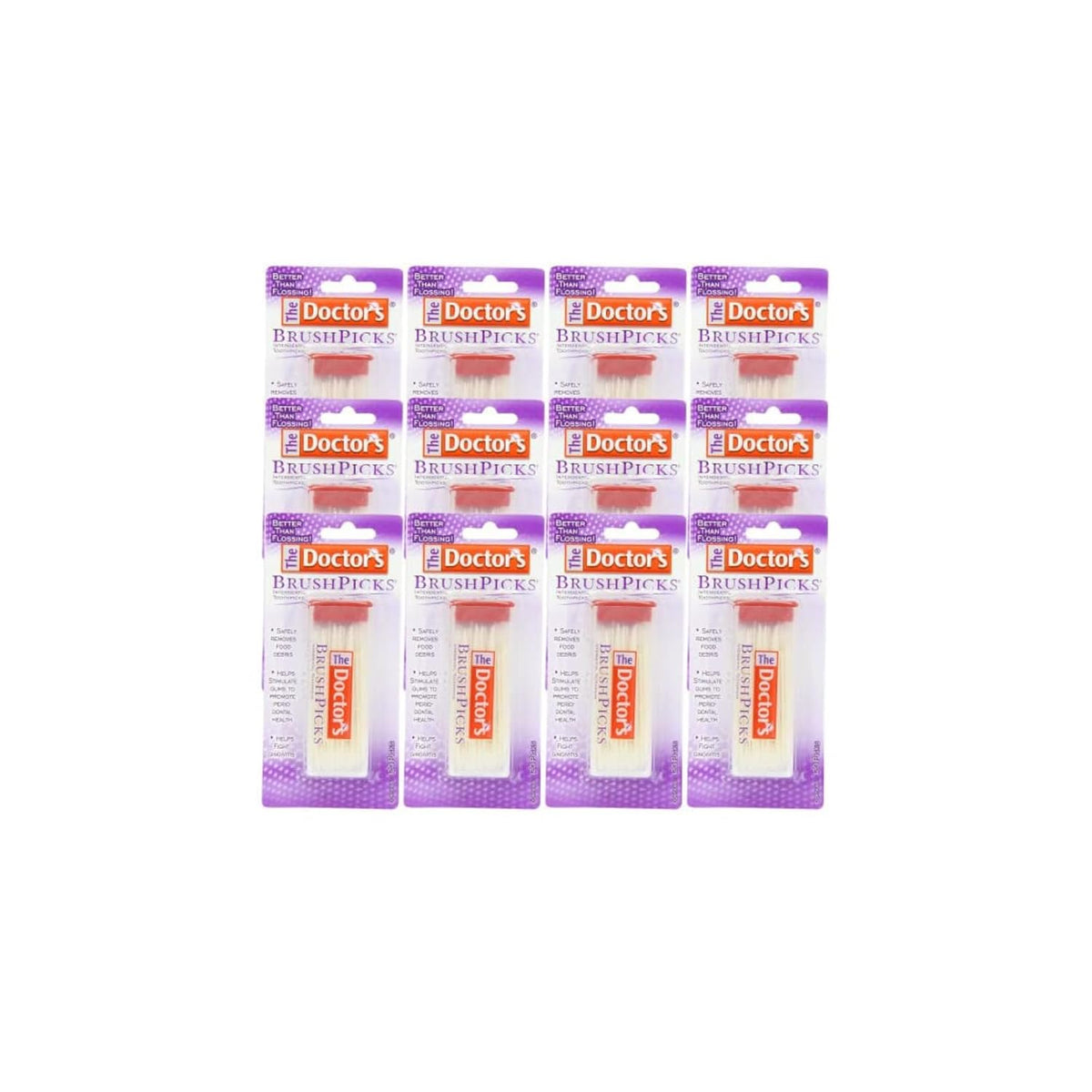 The Doctor's BrushPicks Interdental Toothpicks, Soft Rubber Dental Picks for Teeth Cleaning, Removes Food Debris, Stimulates Gums, Helps Fight Gingivitis, 120 Count (Pack of 12)