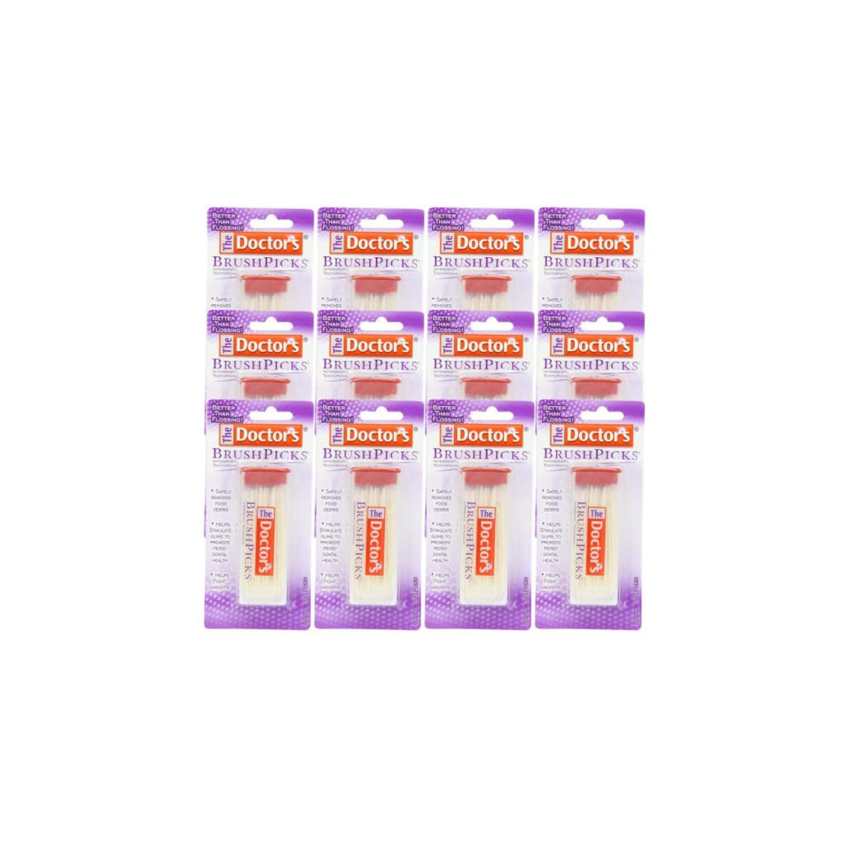 The Doctor's BrushPicks Interdental Toothpicks, Soft Rubber Dental Picks for Teeth Cleaning, Removes Food Debris, Stimulates Gums, Helps Fight Gingivitis, 120 Count (Pack of 12)