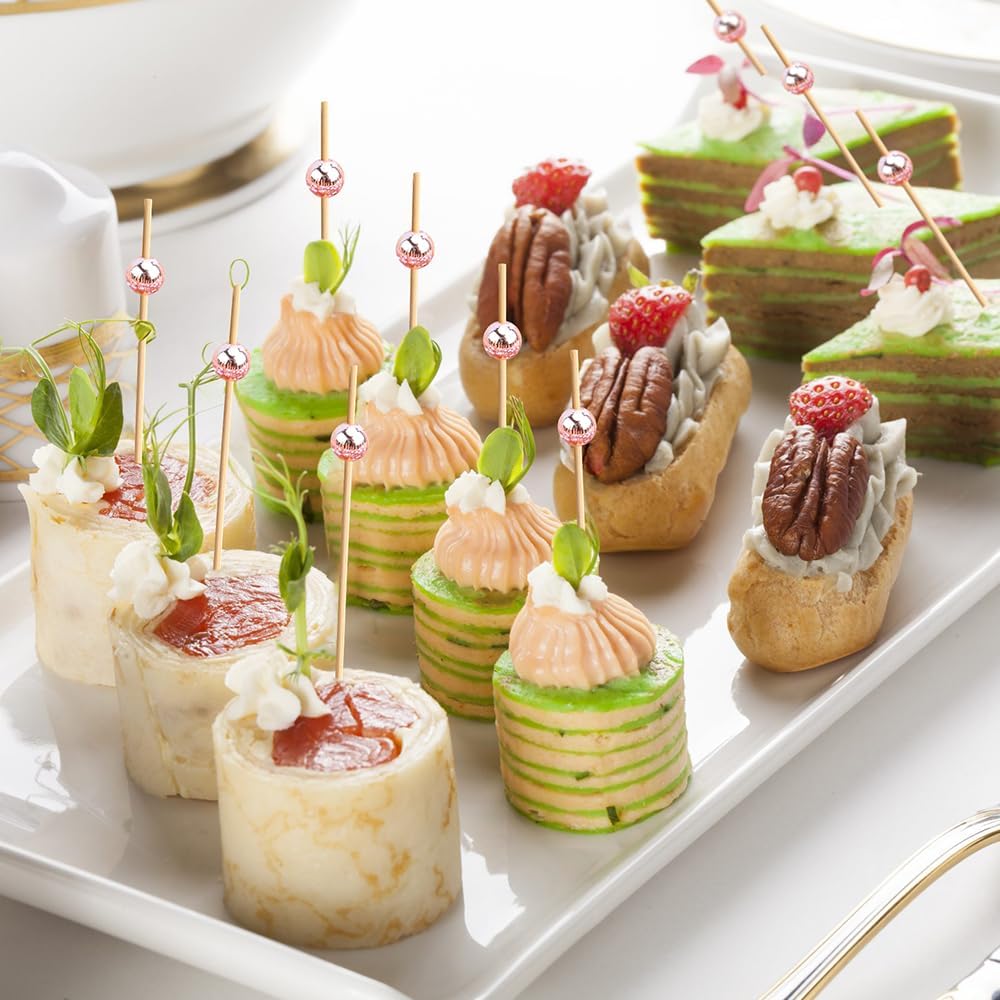 Cocktail Picks Rose Gold Flavored Toothpicks 450PCS 4.7in Fancy Toothpicks for Appetizers Tooth Picks Wooden Cocktail Toothpicks Cocktail Picks for Drinks Long Toothpicks for Charcuterie Boards