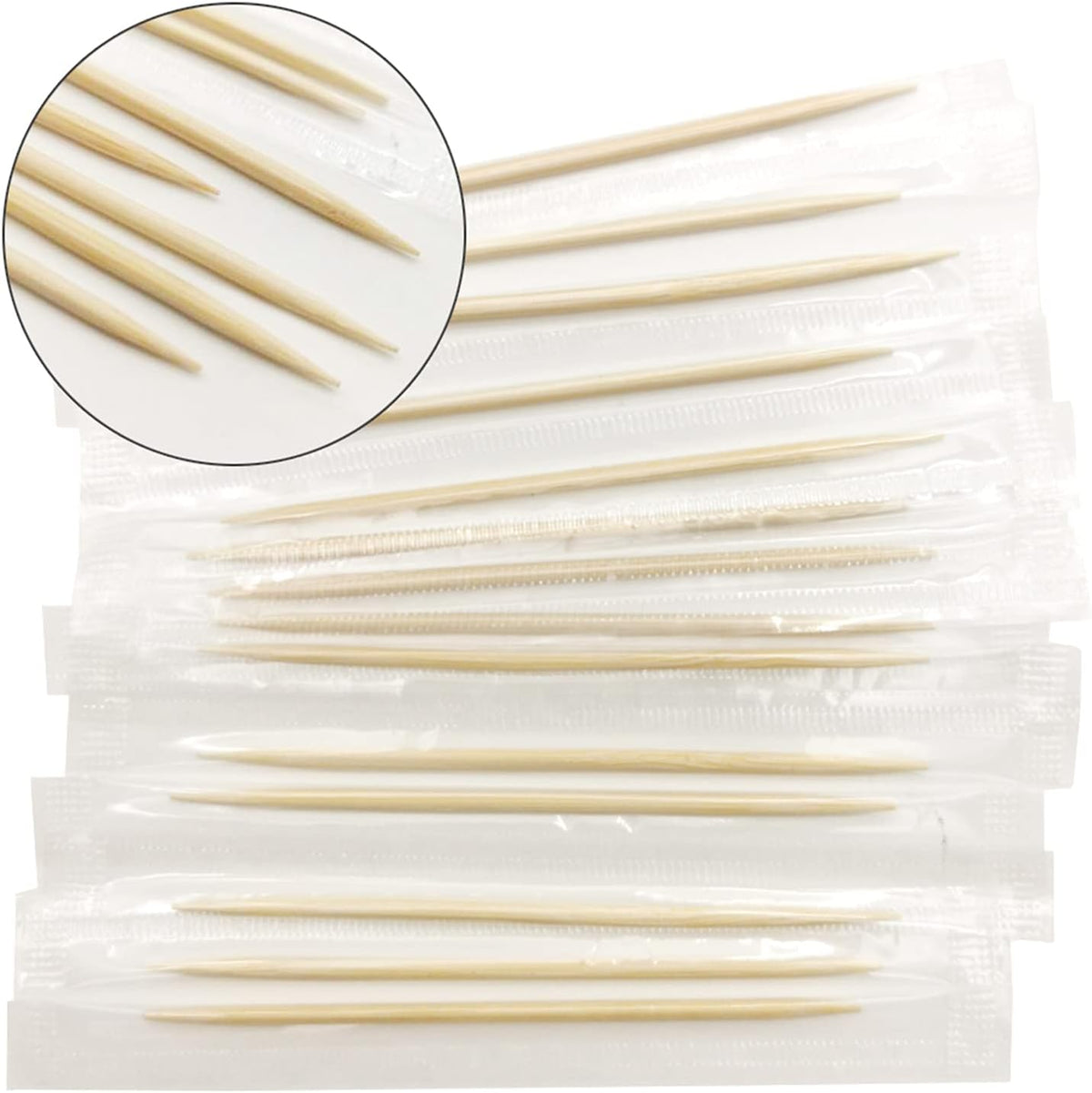 BLUE TOP Wood Bamboo Individually Cello Wrapped Toothpicks 2.5 Inch Pack 4000,Appetizer Picks Food Pick for Appetizers,Cocktails,Fruits,Olive,BBQ Picks.