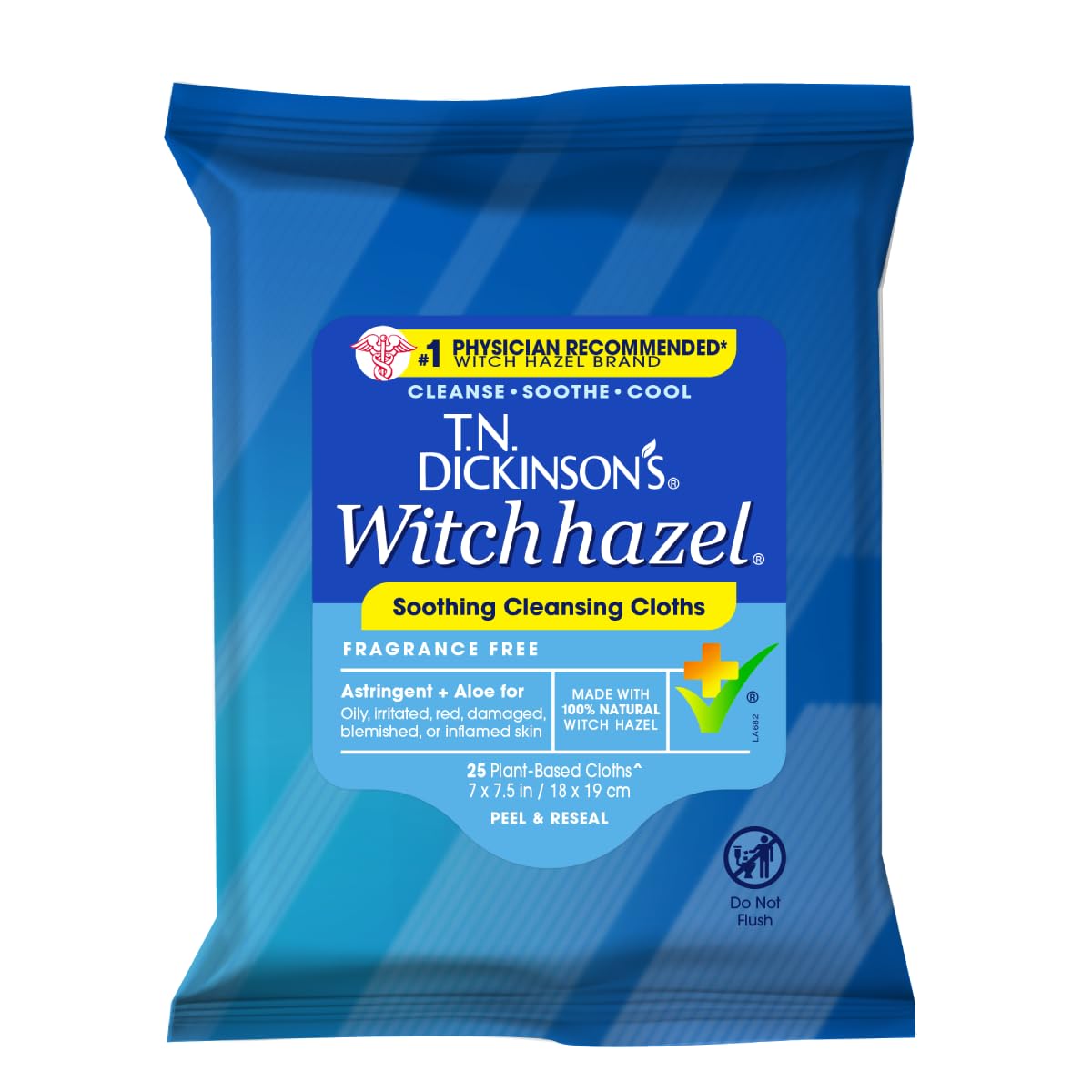 T.N. Dickinson's Witch Hazel Cleansing Cloths | 4 Pack | 25 Ct Each