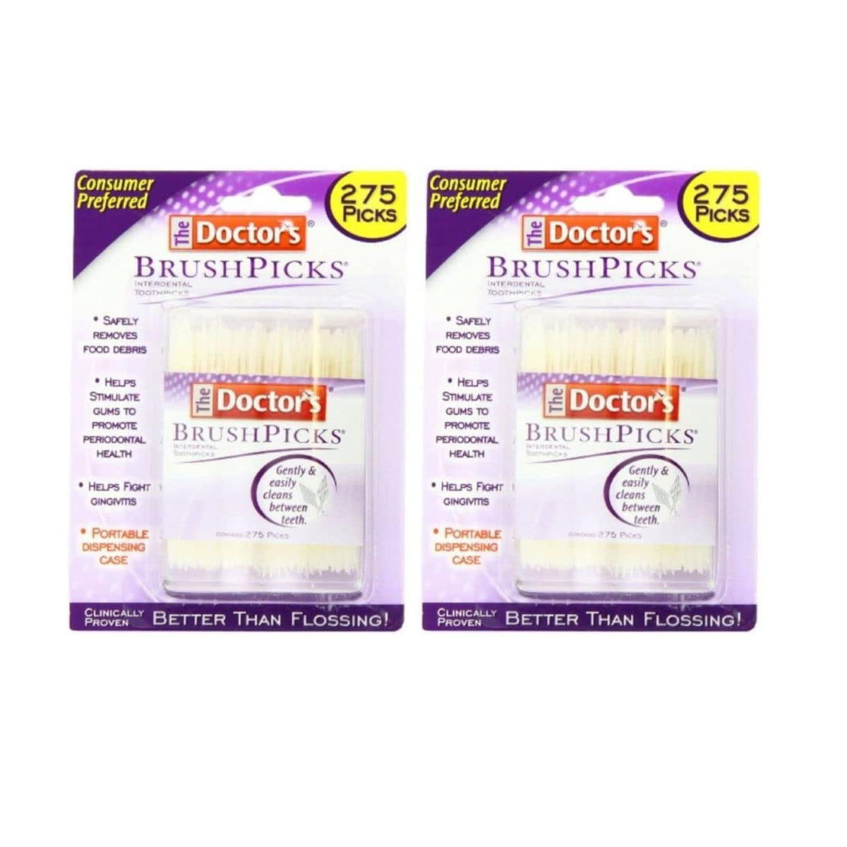 The Doctor's BrushPicks Interdental Toothpicks, Soft Rubber Dental Picks for Teeth Cleaning, Removes Food Debris, Stimulates Gums, Helps Fight Gingivitis, 120 Count (Pack of 12)