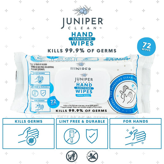 Juniper CLEAN Hand Sanitizing Wipes, 432 Count Soft Flow (Pack of 6)