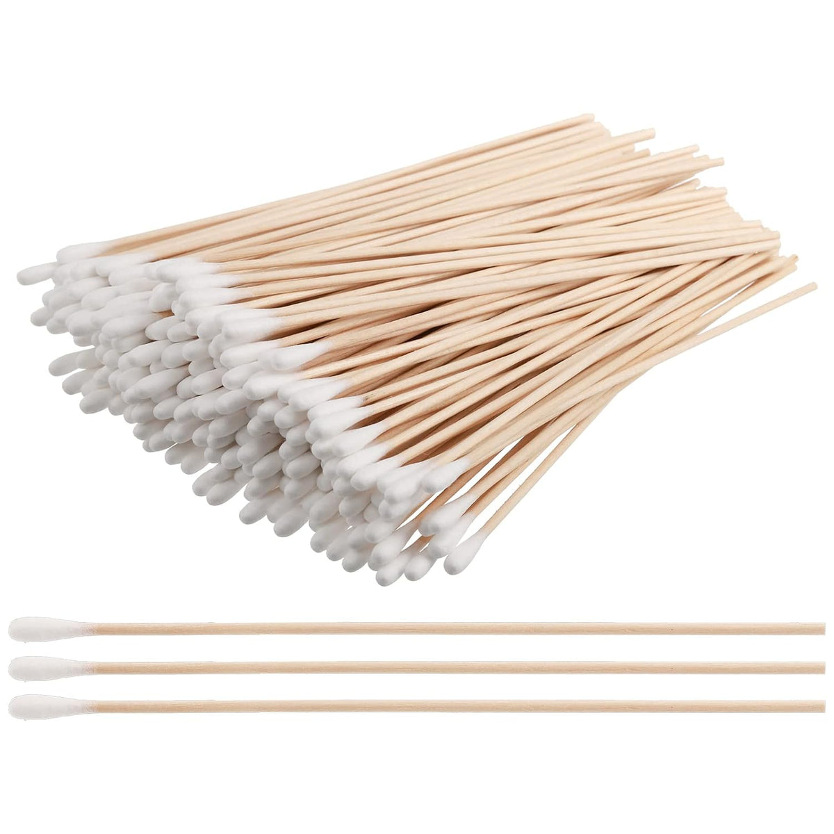 Foraineam 2000 Pcs 6 Inch Long Cotton Swabs with Wooden Handles, Cotton Tipped Applicator for Cleaning, Cotton Sticks Oil Makeup Supplies Glue Applicators, Eye Ears Eyeshadow Brush and Remover Tool