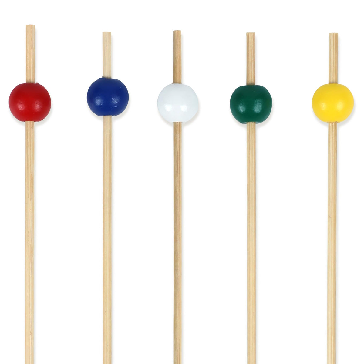 BambooMN Ball End Cocktail Picks - 3" (7.62cm) - Clear - 100 Pieces