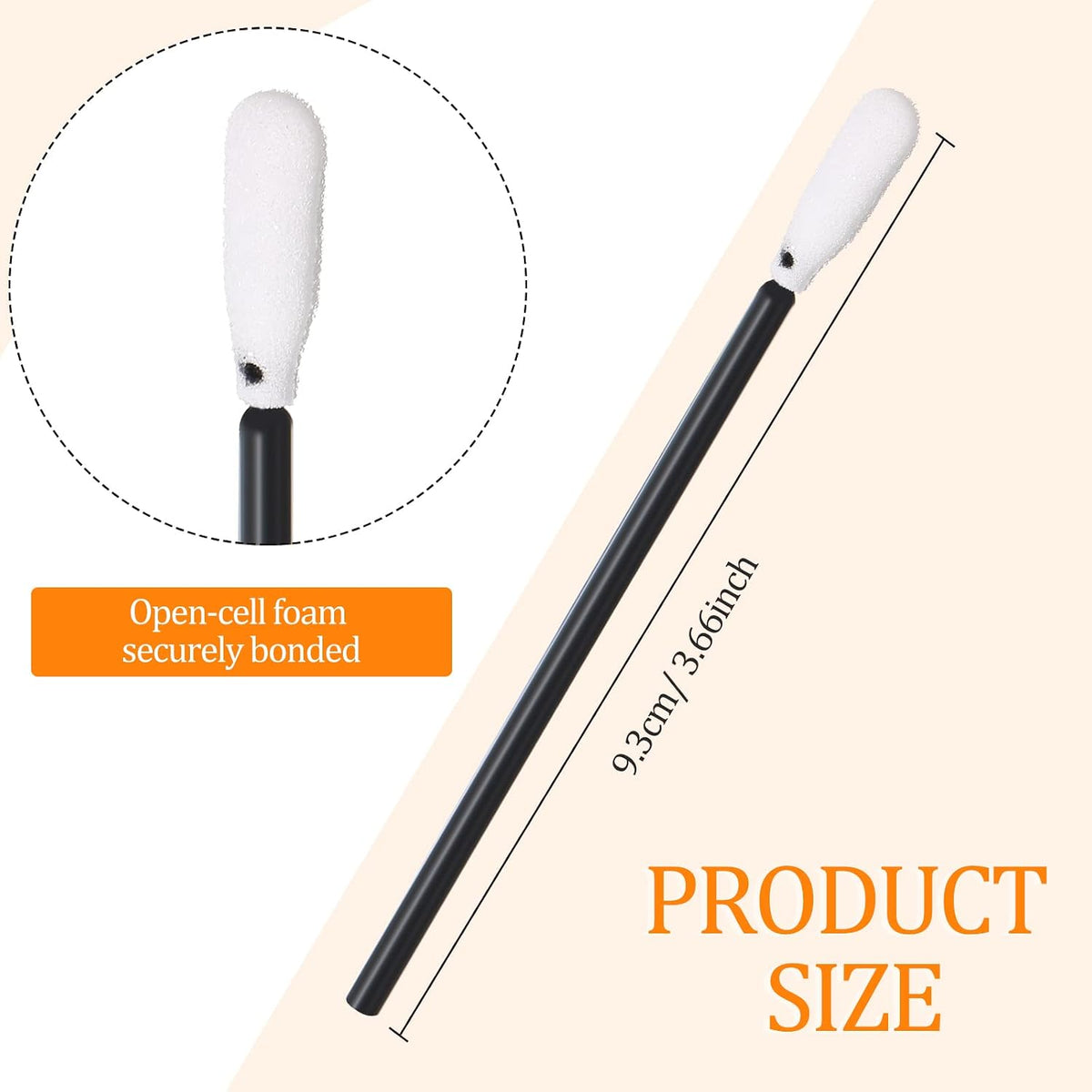 Zhengmy 500 Pcs Foam Swabs for Printer Head Camera Lens 3.66 Inch,Black