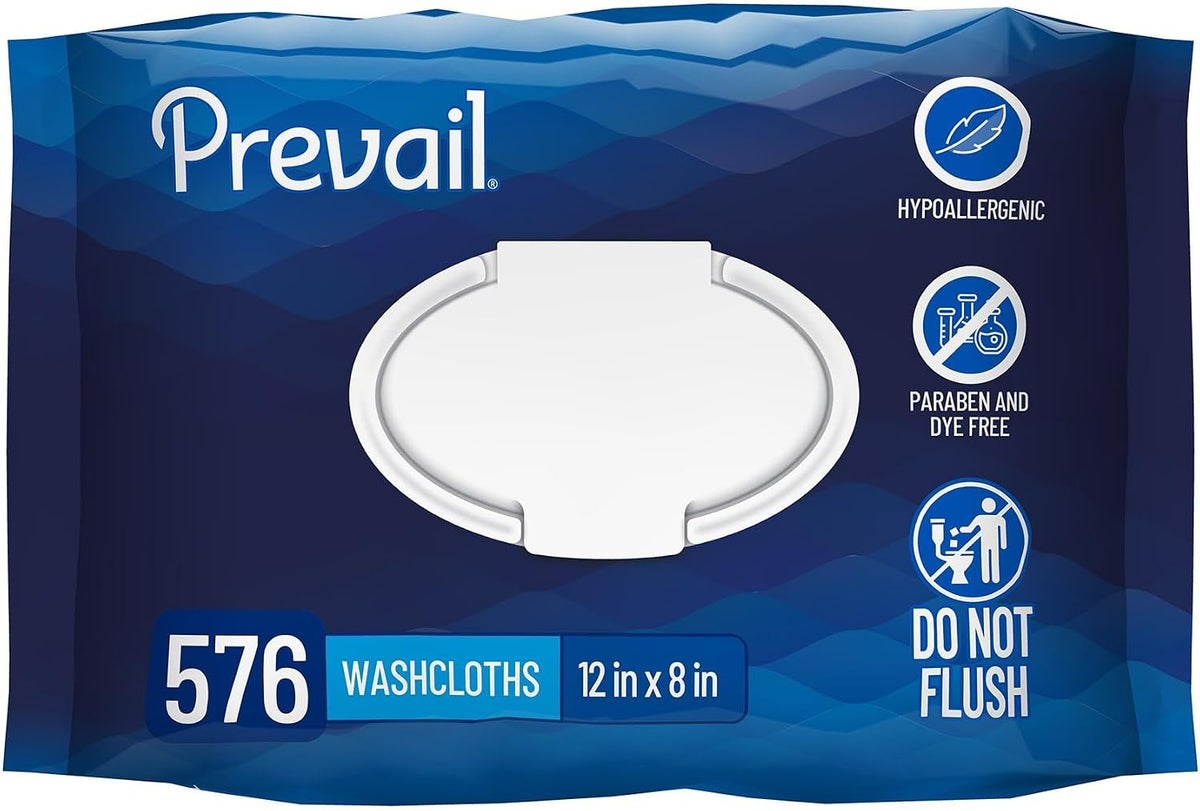 Prevail Soft Adult Washcloths, Disposable for Men Women, 12 x 8 in, 576 ct