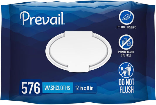 Prevail Soft Adult Washcloths, Disposable for Men Women, 12 x 8 in, 576 ct