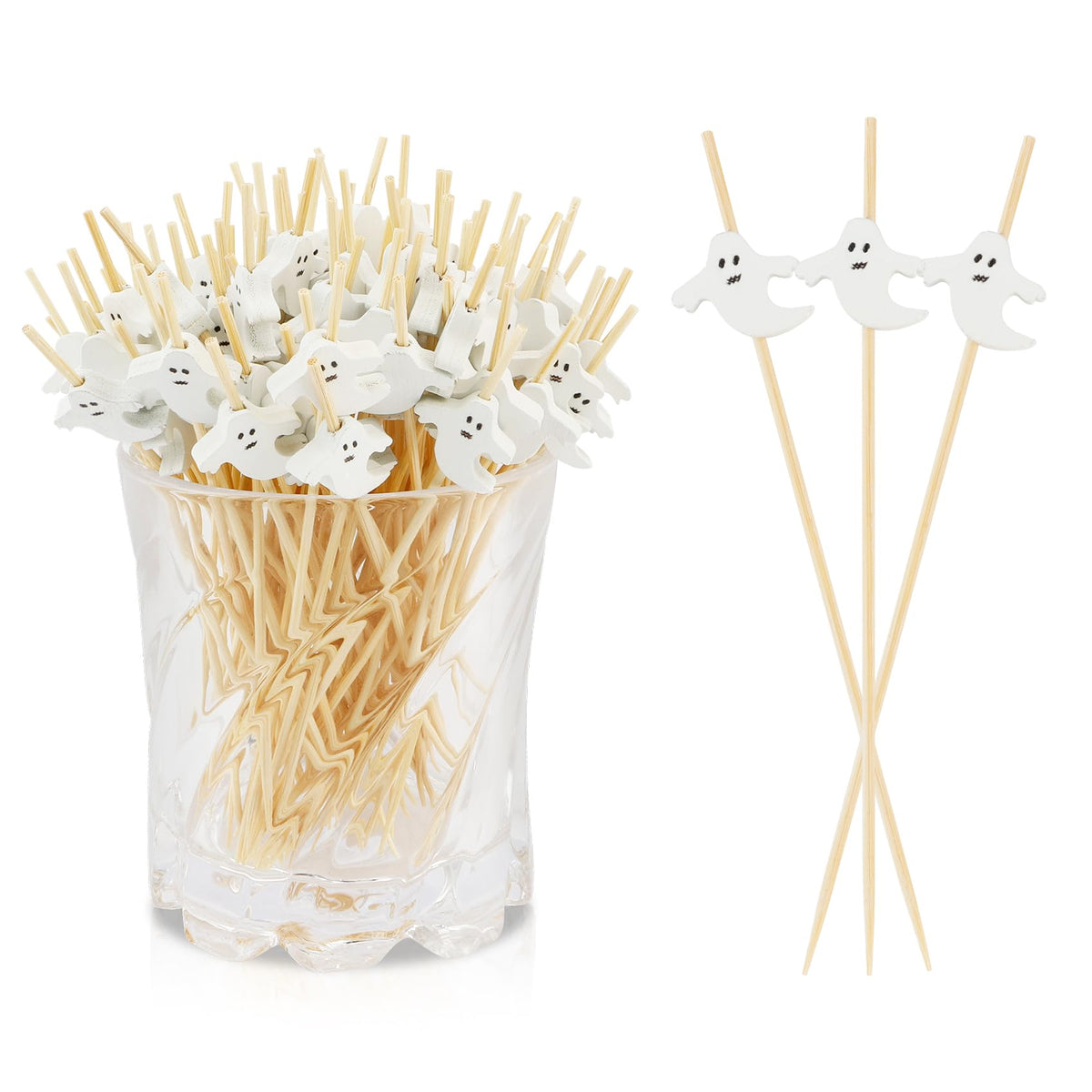 400pcs 4.7inch Cocktail Toothpicks For Drinks Appetizer Toothpicks Decorative Toothpicks Cocktail Sticks For Garnish Toothpicks Wooden White Pearl Party Toothpicks For Homecoming, Bachelor Party