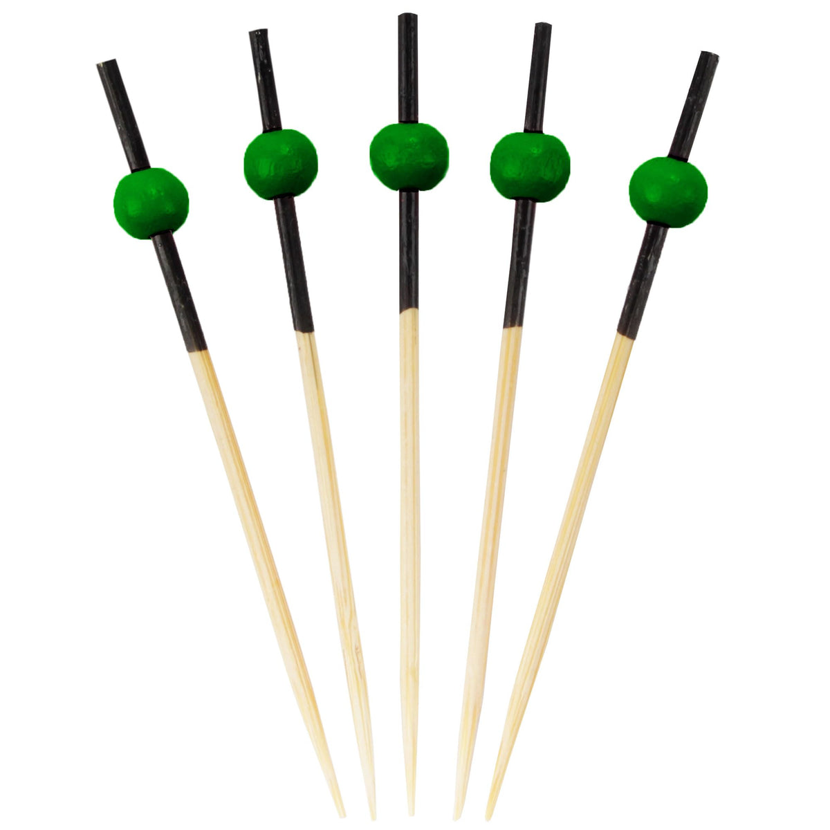 BambooMN Ball End Cocktail Picks - 3" (7.62cm) - Clear - 100 Pieces