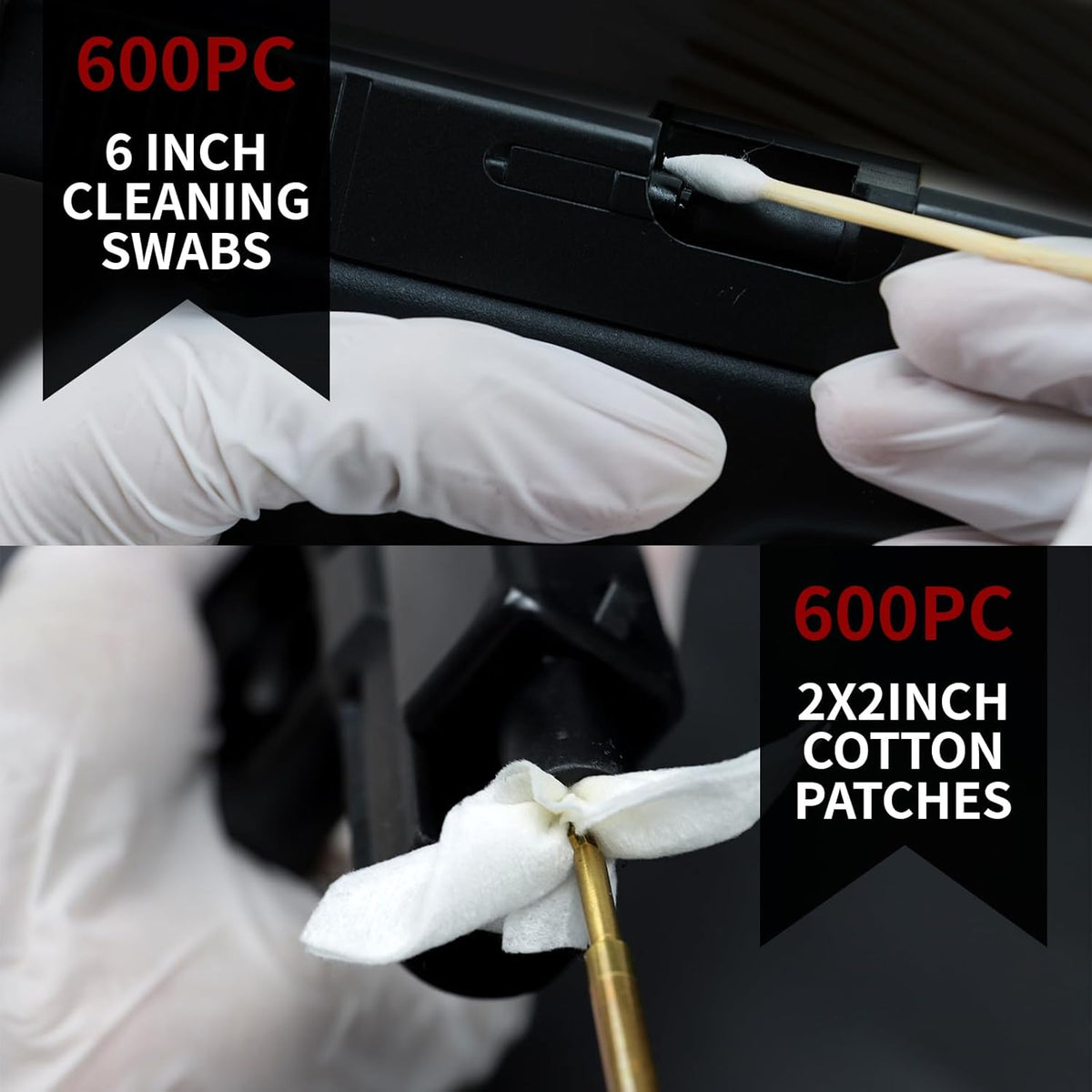 Gun Cleaning Supplies - Gun Cleaning Patches and Long Cotton Swabs Set