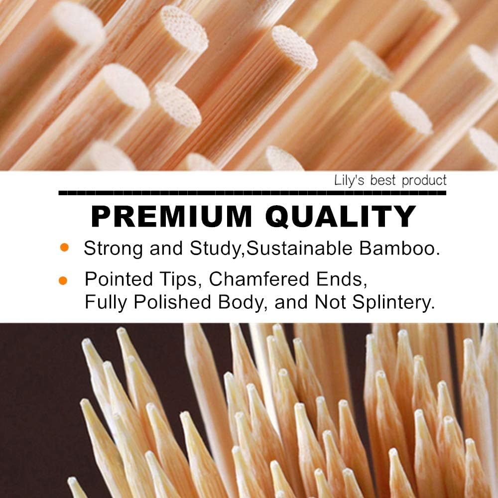 10" Natural Bamboo Skewers for BBQ，Appetiser，Fruit，Cocktail，Kabob，Chocolate Fountain，Grilling，Barbecue，Kitchen，Crafting and Party. Φ=4mm, More Size Choices 6"/8"/12"/14"/16"/17.5"/30"/36"(1000 PCS)