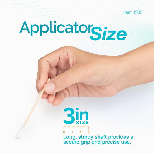 Dynarex Cotton Tipped Wood Applicators - 3" - Sterile - Medical Swabs for Wound Care, Cleaning, Crafts - 10 Boxes per Case, 100 Pouches per Box, 2 Applicators per Pouch