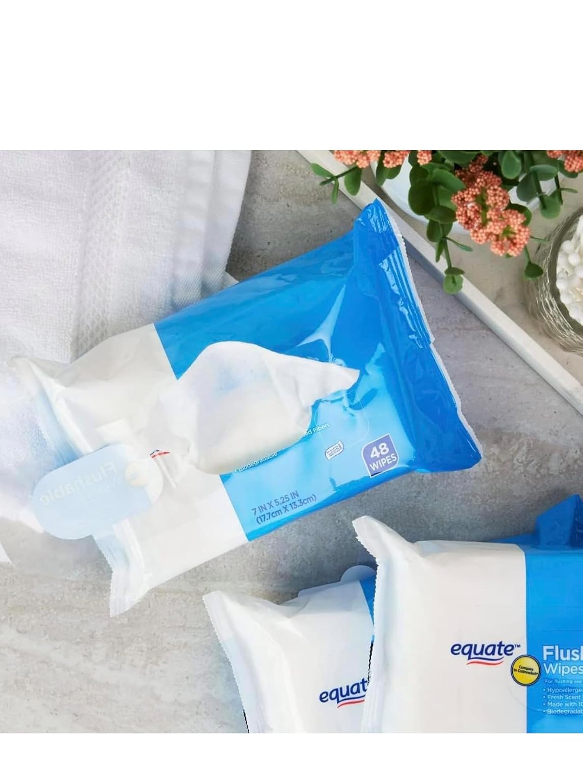 Pacheco Flushable Wipes, Fresh Scent, 5 packs of 48 wipes, 240 wipes total