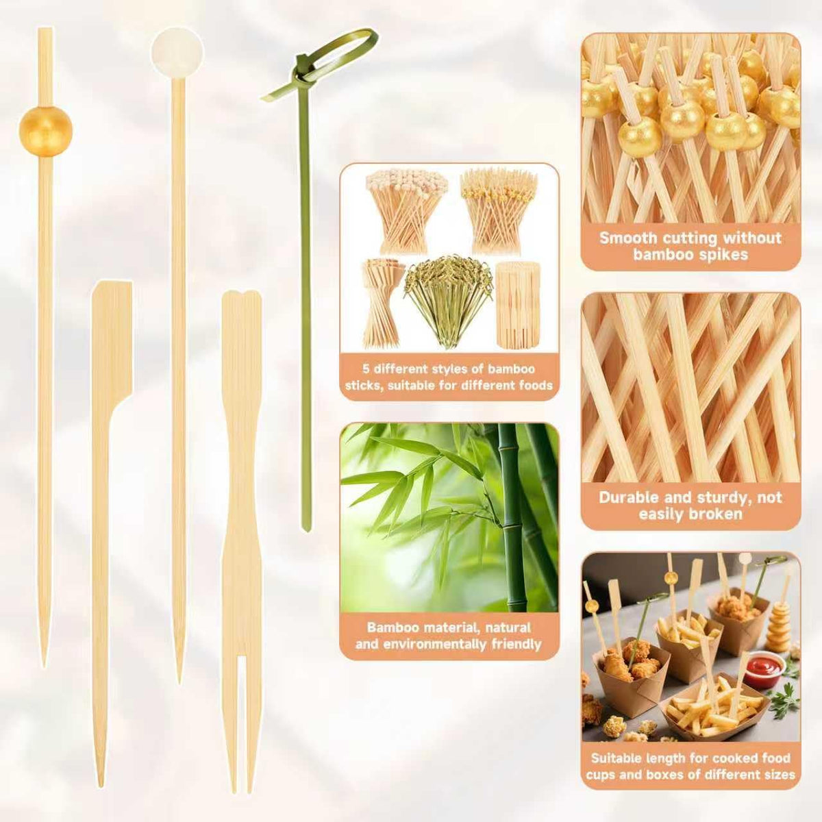 500PCS Bamboo Skewers for Appetizers, Fancy Toothpicks for Appetizers