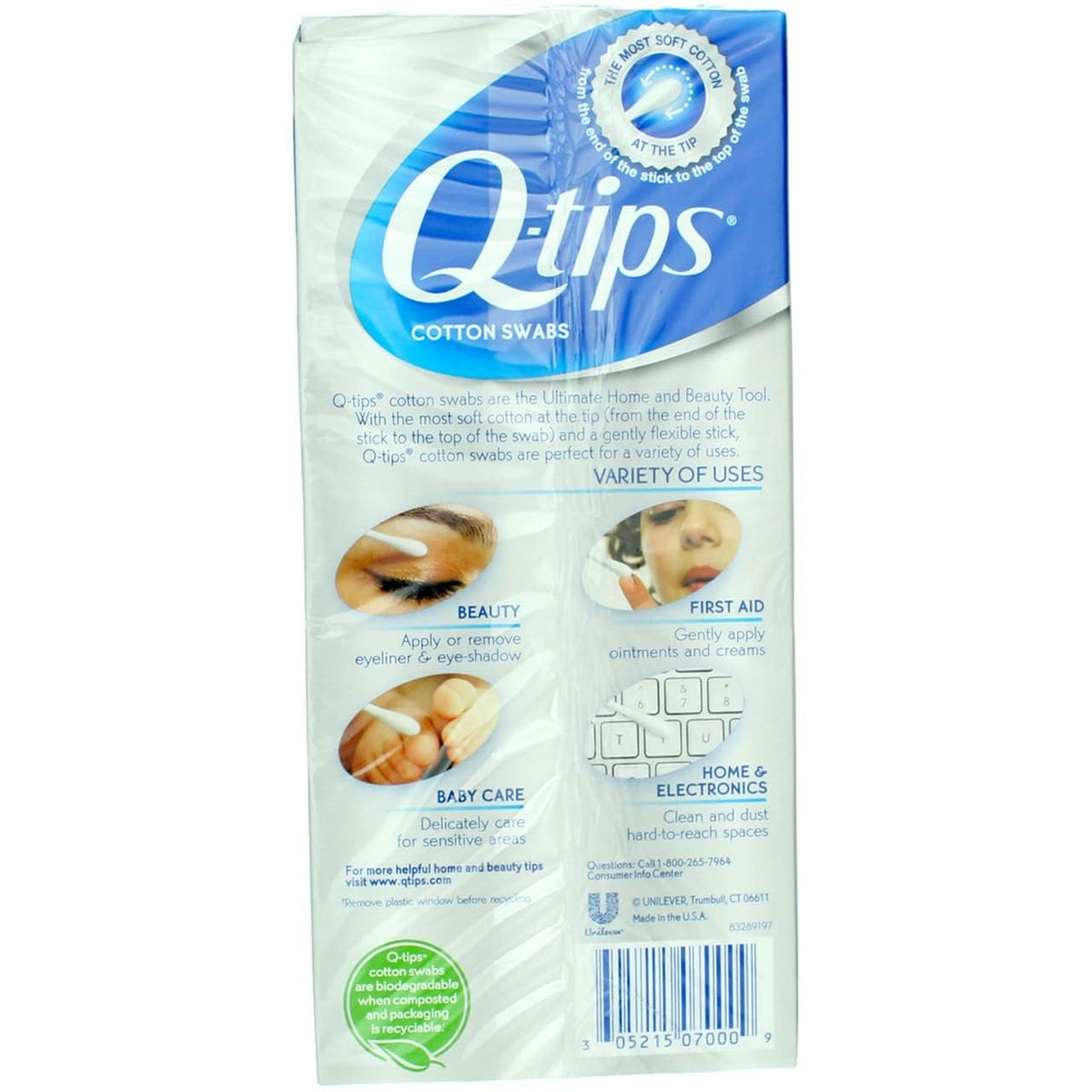 Q-Tips Cotton Swabs 170 Count, Pack of 4