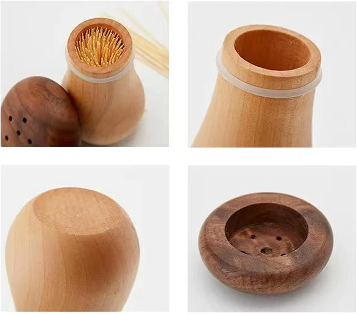 Mushroom Toothpick Dispenser, Walnut & Beech Wood Cute Toothpick Holder