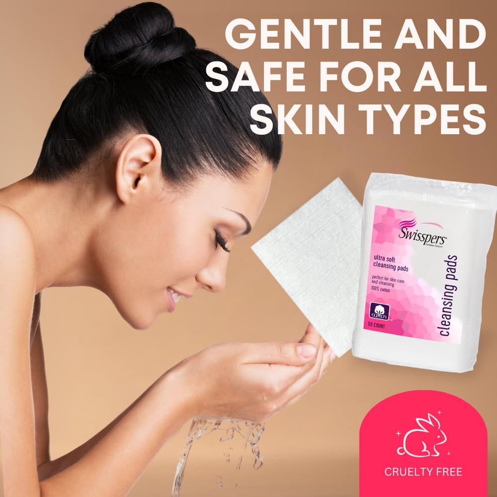 Swisspers Premium Facial Cleansing Pads, XL, White (Pack of 6)