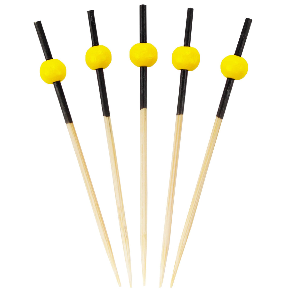 BambooMN Ball End Cocktail Picks - 3" (7.62cm) - Clear - 100 Pieces