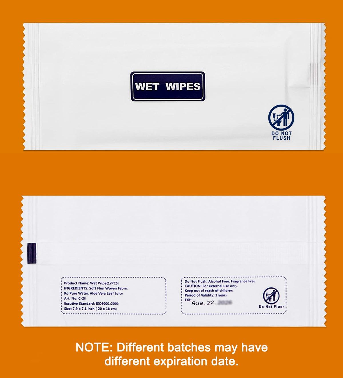 100 Pack Wet Wipes Individually Wrapped, Unscented Travel Hand Wipes