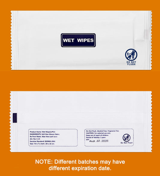 100 Pack Wet Wipes Individually Wrapped, Unscented Travel Hand Wipes