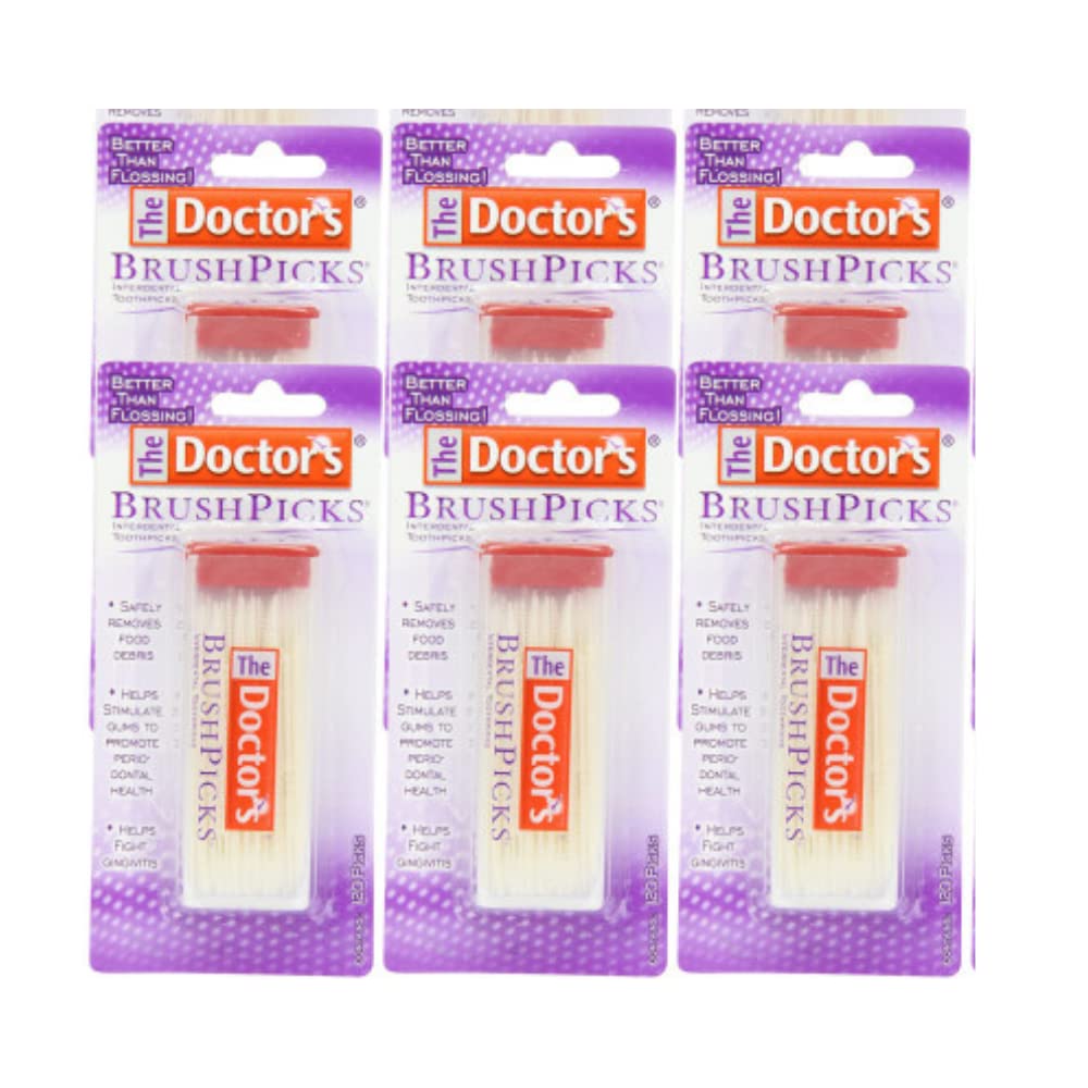 The Doctor's BrushPicks Interdental Toothpicks, Soft Rubber Dental Picks for Teeth Cleaning, Removes Food Debris, Stimulates Gums, Helps Fight Gingivitis, 120 Count (Pack of 12)