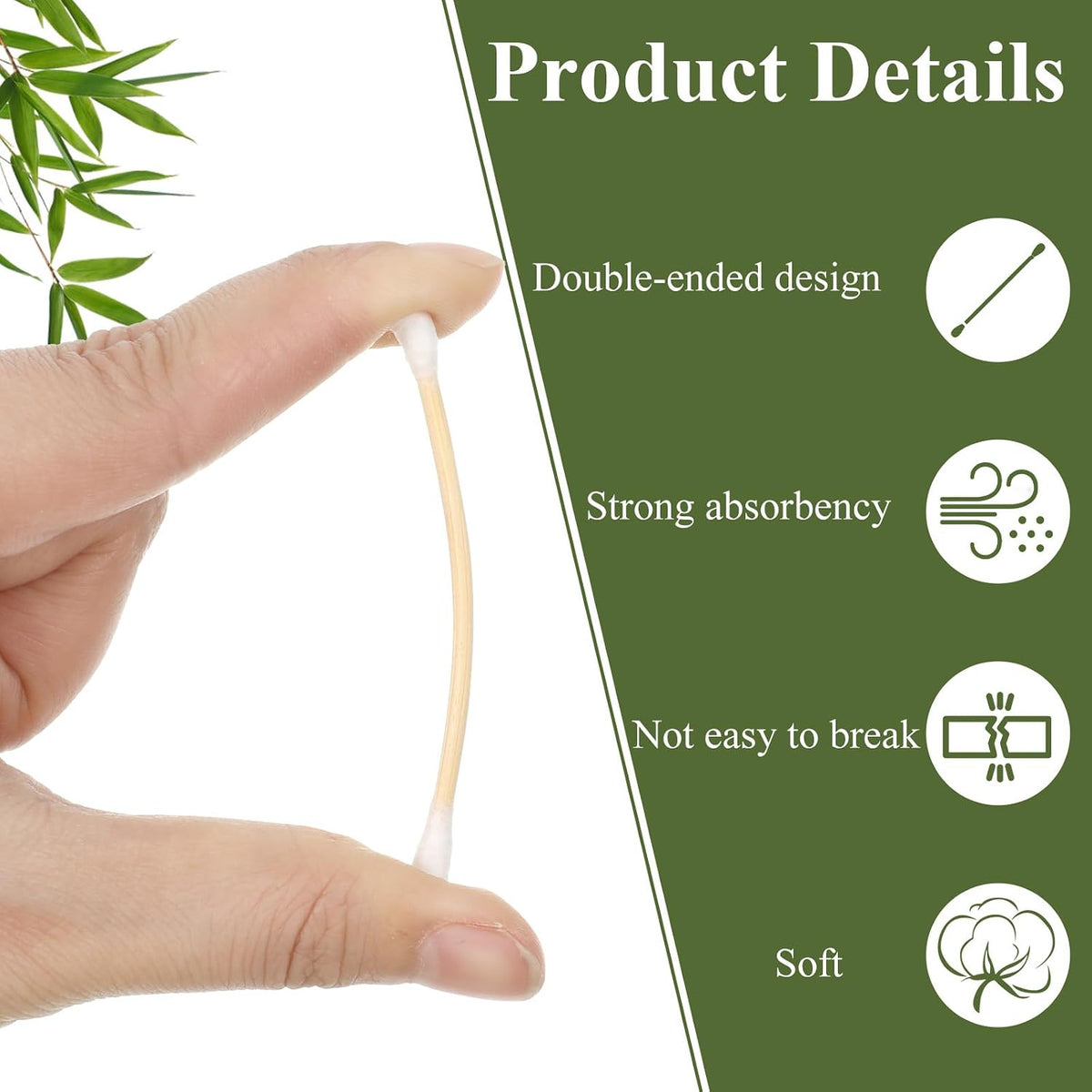 SHENLIU Bamboo Cotton Swabs 6000 Count, Natural Organic Cotton Buds for Ear