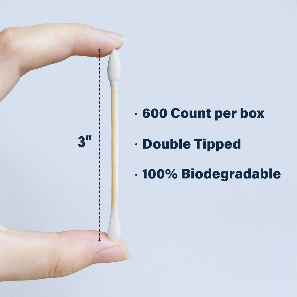 WOWOTEX Bamboo Cotton Swabs 2400 Count Double-Tipped for Ear & Makeup