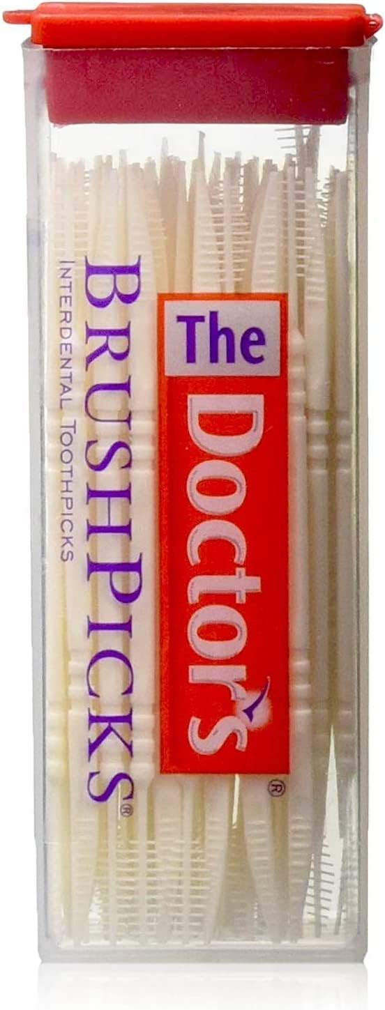 The Doctor's BrushPicks Interdental Toothpicks, Soft Rubber Dental Picks for Teeth Cleaning, Removes Food Debris, Stimulates Gums, Helps Fight Gingivitis, 120 Count (Pack of 12)