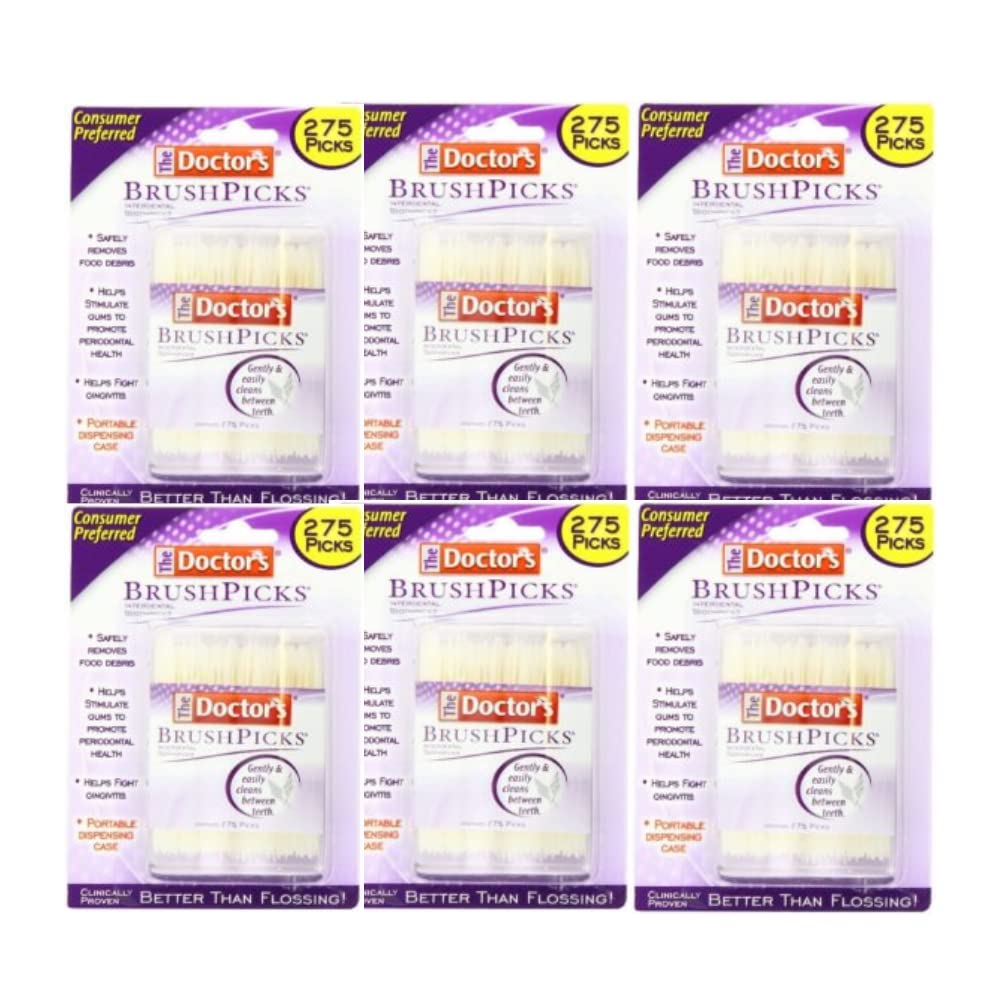 The Doctor's BrushPicks Interdental Toothpicks, Soft Rubber Dental Picks for Teeth Cleaning, Removes Food Debris, Stimulates Gums, Helps Fight Gingivitis, 120 Count (Pack of 12)
