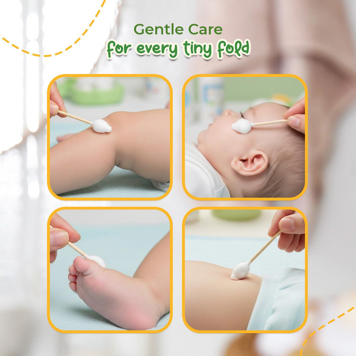 Baby Cotton Swabs 220 Count | Eco-Friendly & Pure Cotton Buds | Double Tipped Safety Sticks | 100% Plant-Based & Natural | Perfect for Baby Personal Care & Skin Care