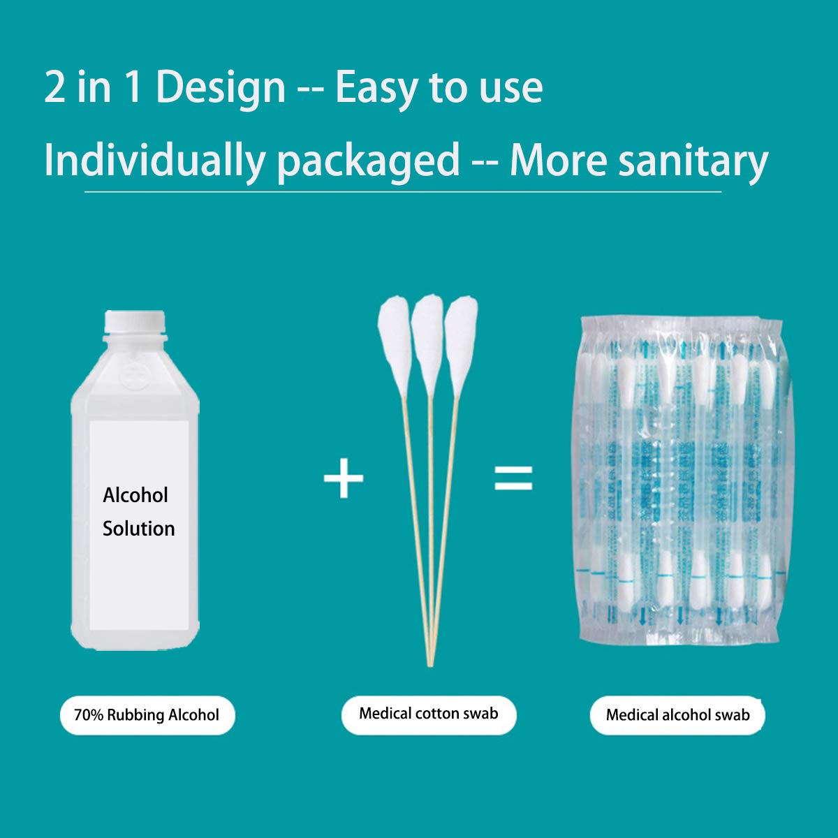 150 - Rubbing Alcohol Swabs Cotton Swabsticks Individually Wrapped for Wound Care Trave Newborn Baby Safety