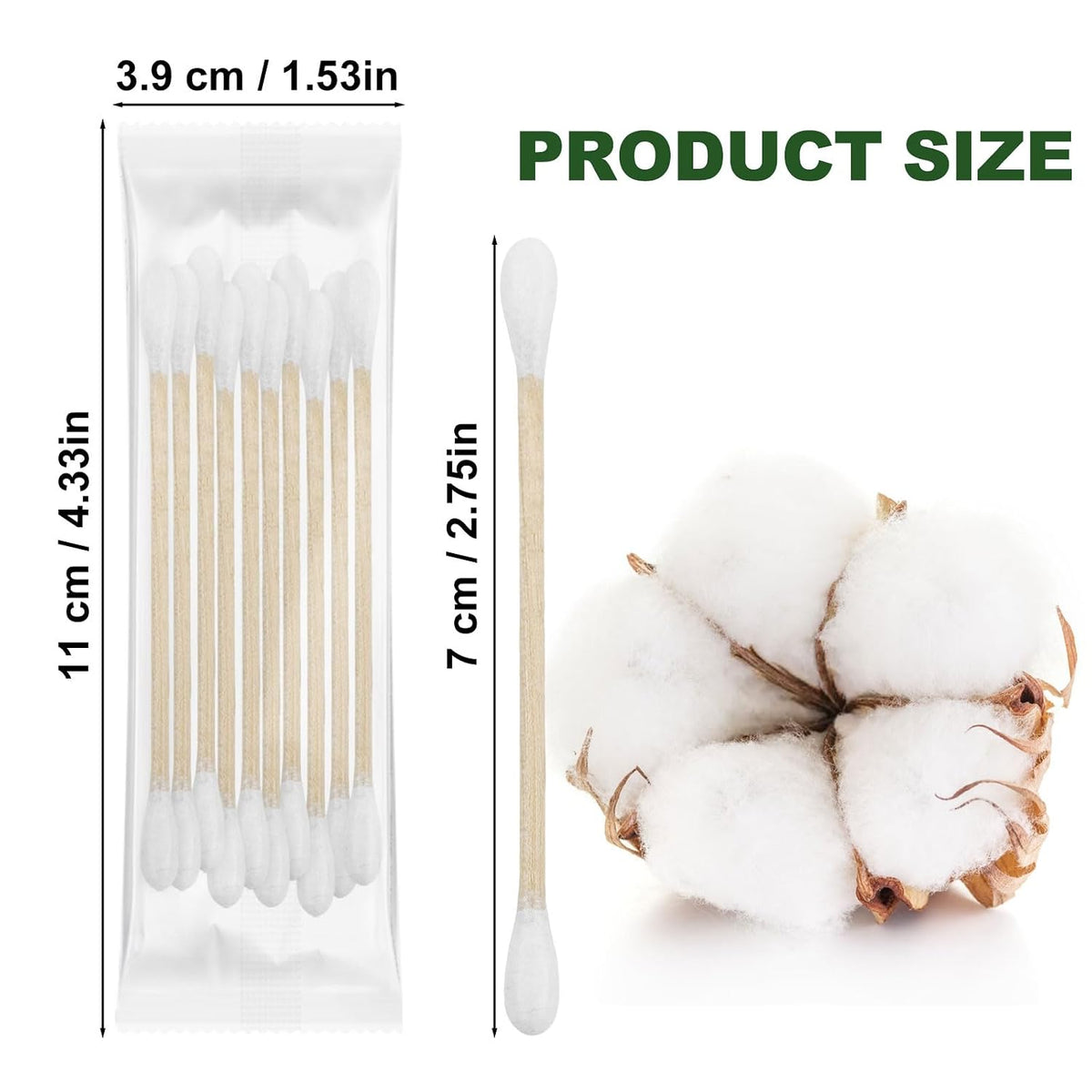 300 Cotton Swabs Travel Size,Individually Wrapped Cotton Swabs Bulk