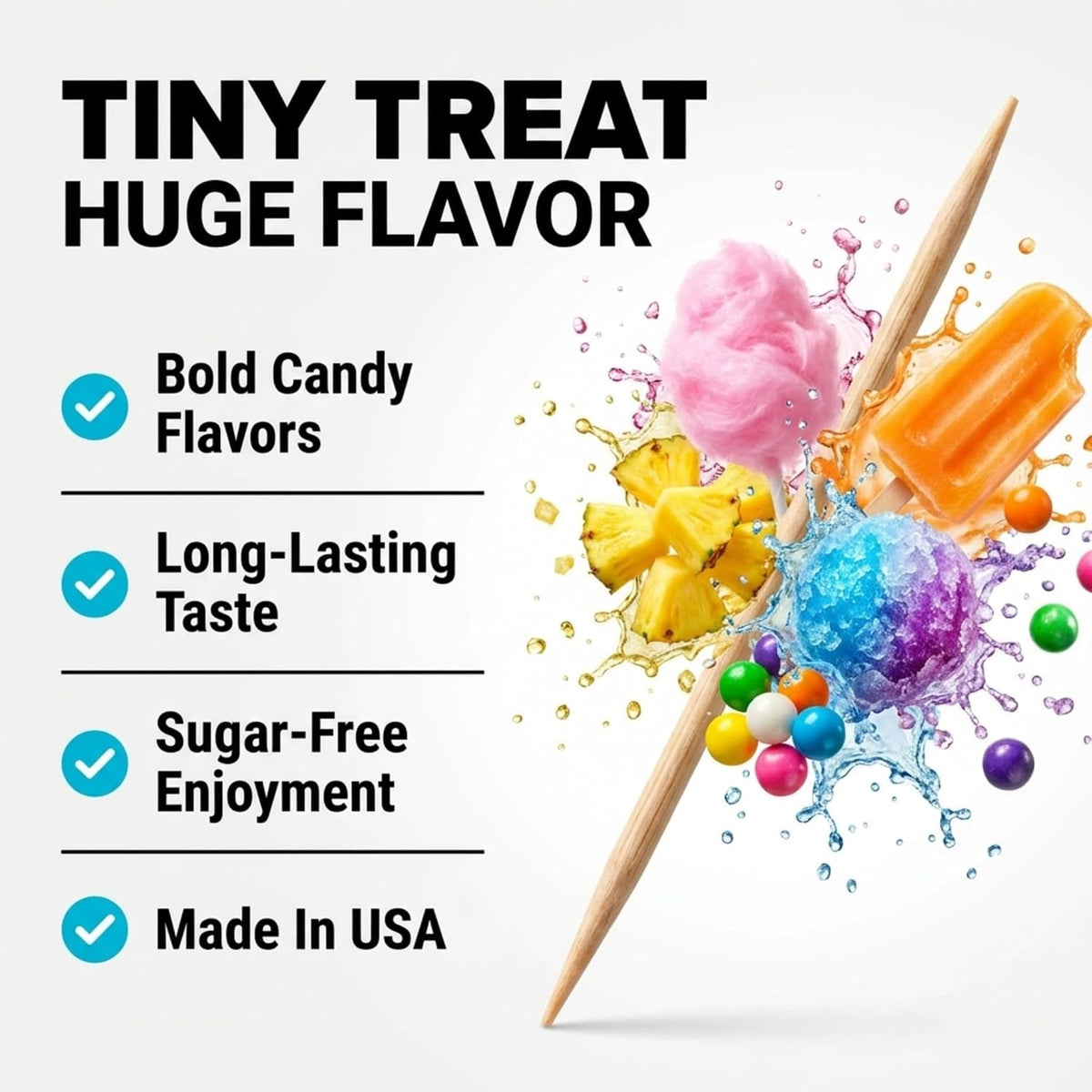 Xero Picks Candies - Infused Flavored Toothpicks (Candies Variety, 5 Pack - 100 Picks) Bubblegum, Pina Colada, Orange Creamsicle, Cotton Candy, Snow Cone and Candy Cane