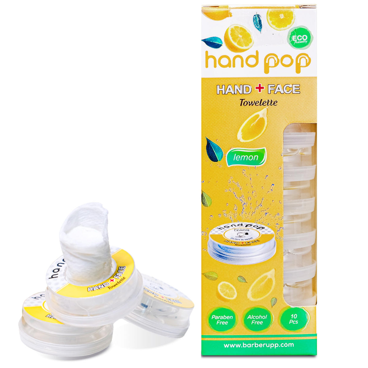 Hand Pop Lemon Scented Wipes - 24 Pack of Travel Size Wet Towelettes, Alcohol-Free, Wipes for Skin Hydration, Convenient, Eco-Friendly, Refreshing, Fits in Gym Bag, Purse, Pocket, or Luggage