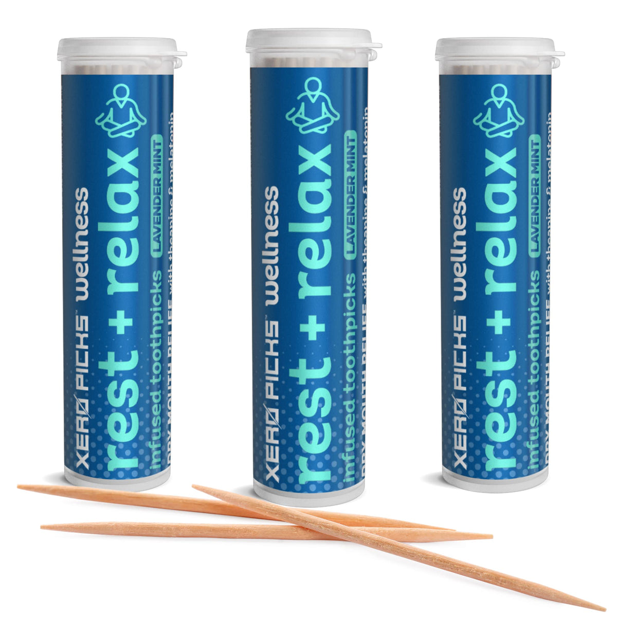 Xero Picks Wellness Flavored Toothpicks - Brain Boost, Immunity, Rest & Relax, Joint Health, and Energy Boost - 100 Picks (Variety, 5 Pack) Kosher - Sugar Free