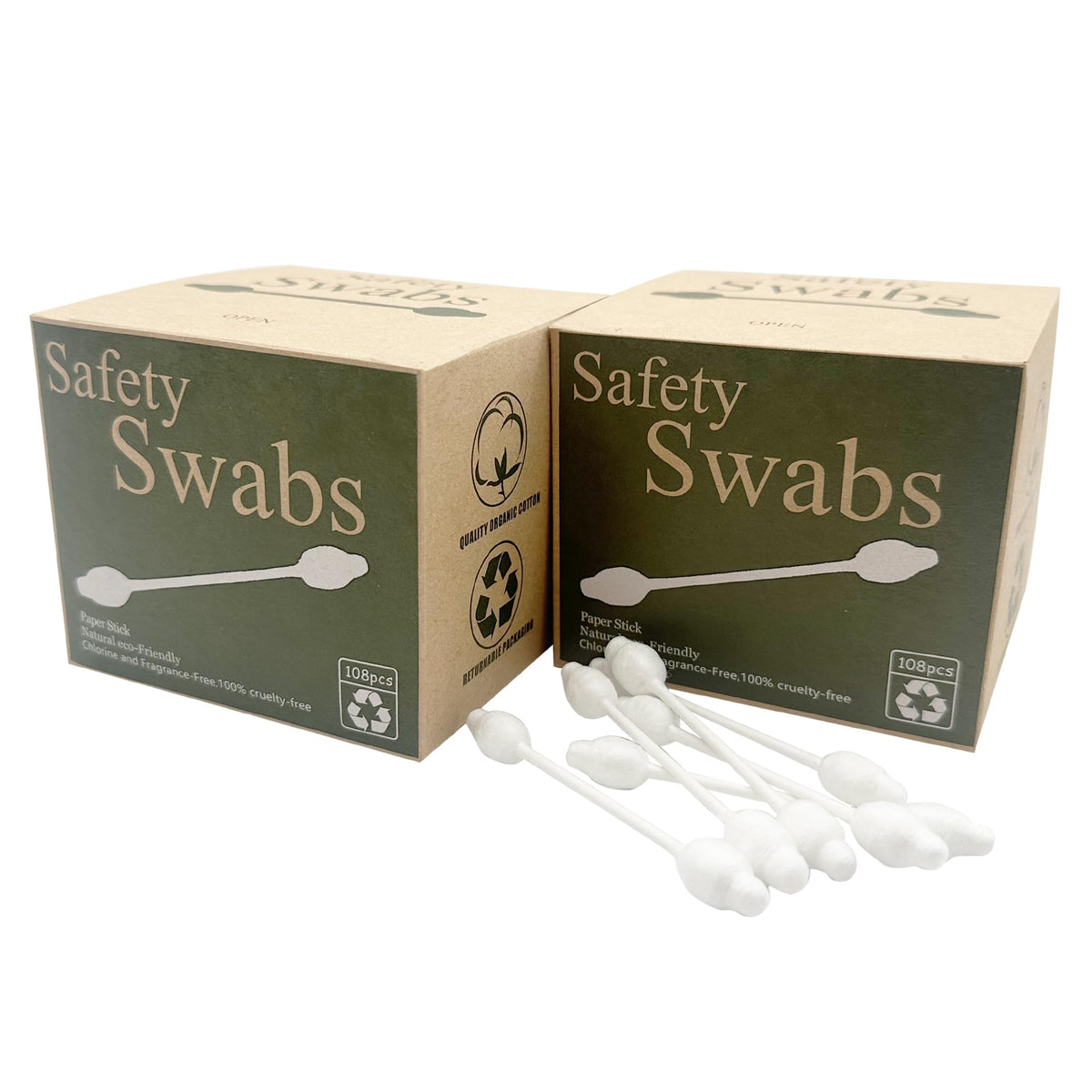 4 Packs Safety Cotton Swabs with Large Tips, Baby Cotton Buds 432pcs