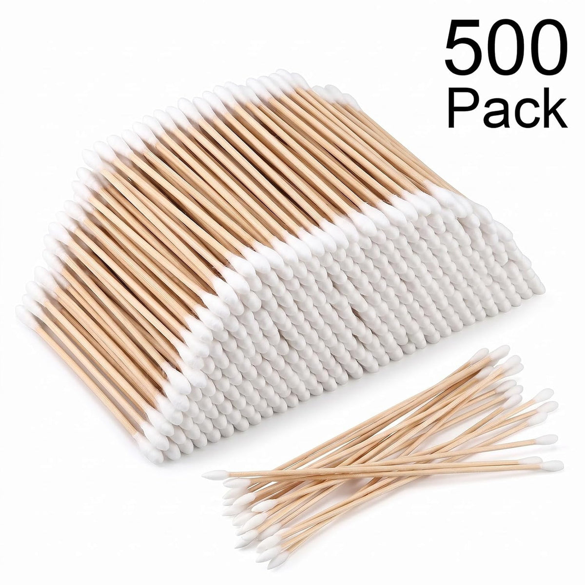 Norme 500 Pcs 6 Inch Gun Cleaning Swabs with Wooden Handle and Storage