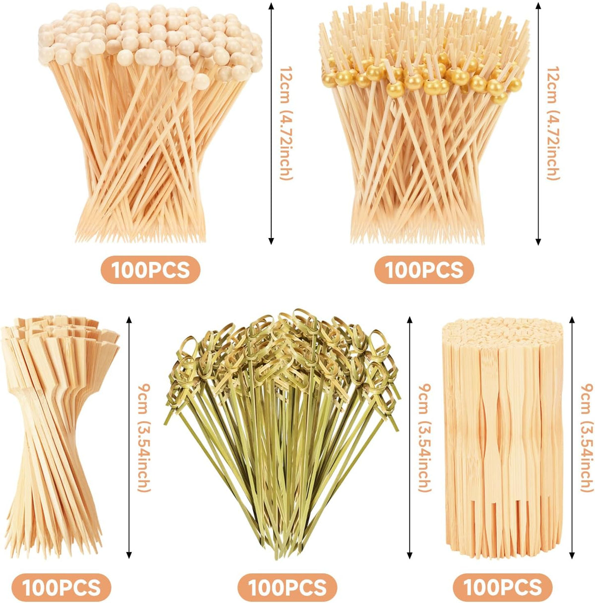 500PCS Bamboo Skewers for Appetizers, Fancy Toothpicks for Appetizers