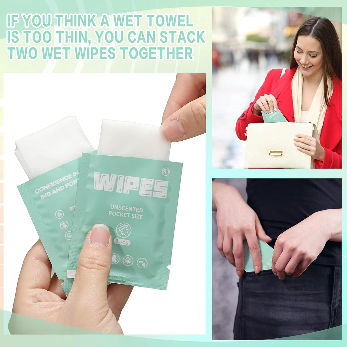 Lounsweer 500 Count Wet Wipes, Light Green